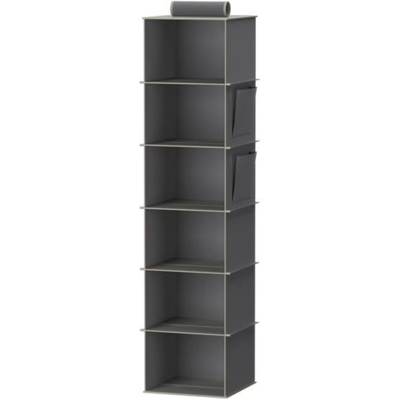 Hanging Closet Organizer and Storage,6-Shelf Closet Hanging Storage Shelves,Grey - Picture 1 of 5